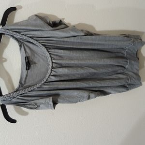 Grey shoulder cut out top